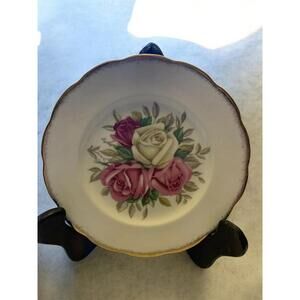 "Lady Sylvia" Queen Anne Fine Bone China Plate With Roses 7.25 inch EUC